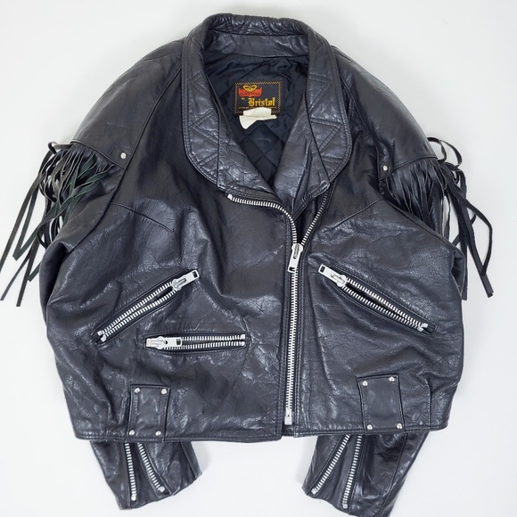 Vintage genuine leather motorcycle jacket iconic authentic 80s 90s fringe - Picture 13 of 16
